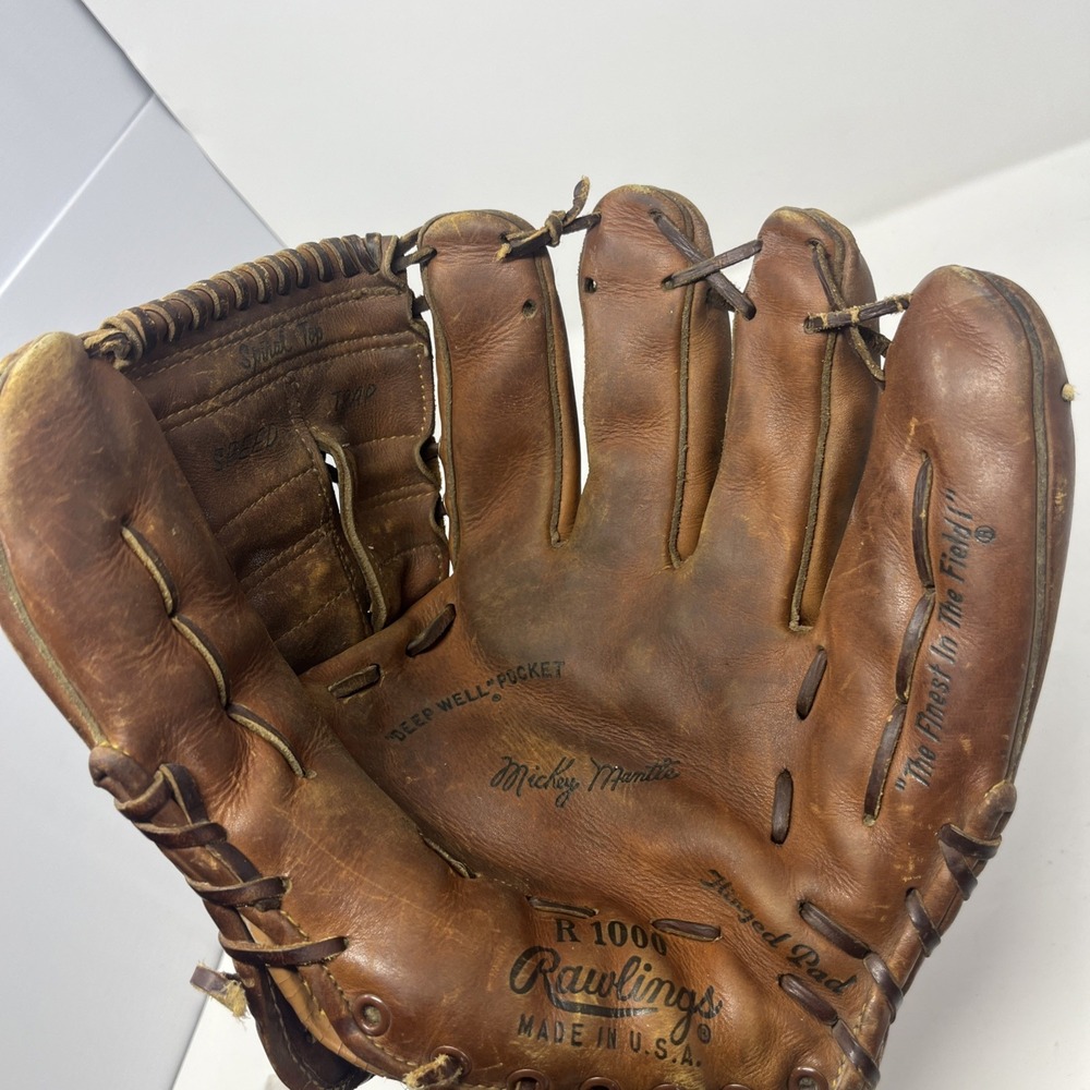 Vintage Rawlings Mickey Mantle Baseball Glove R1000 Deep Pocket RHT Made in USA